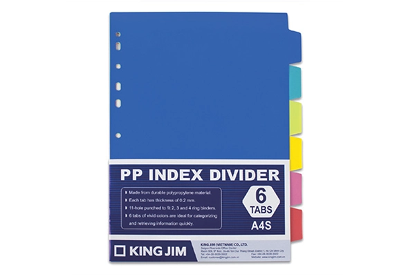 King Jim Plastic Tab Dividers A4 Size